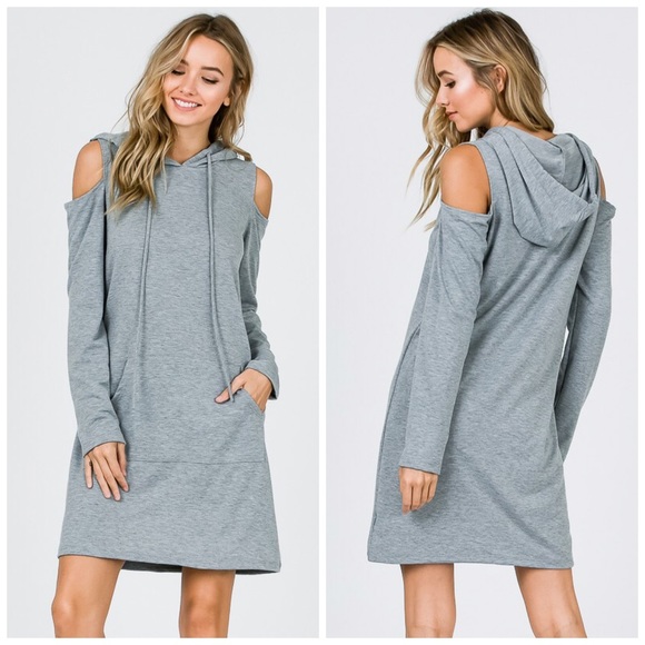 ❤️ LAST 1! Heather Gray French Terry Hoodie Dress! - Picture 8 of 8